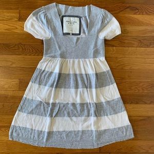 grey and white stripped babydoll sweater abercrombie & fitch top